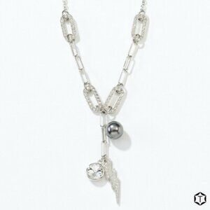 Swarovski Touchstone Crystal Bolted Necklace | Silver | Adjustable Chain | NIB